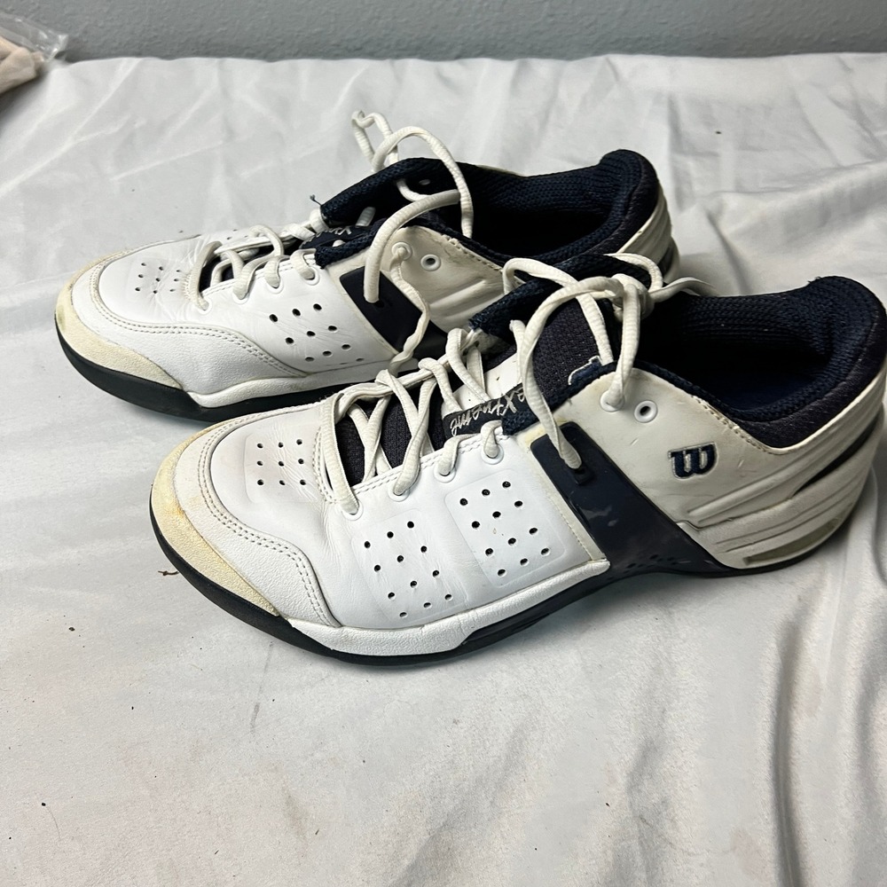 Wilson‎ Extreme Tennis Shoes White Navy Leather Men's Size 9.5 Athletic Low top